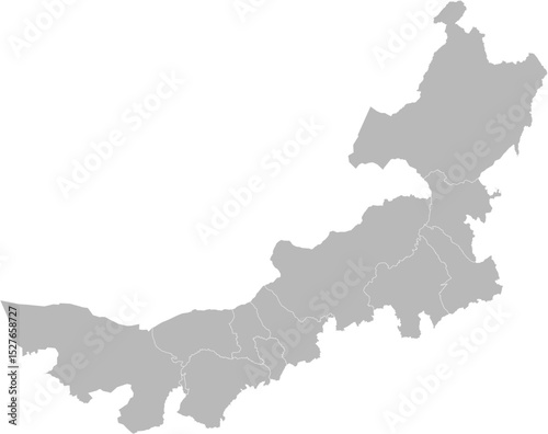 Inner Mongolia, China – administrative vector map with city boundaries (Web Mercator projection, PPT-compatible & fully editable)