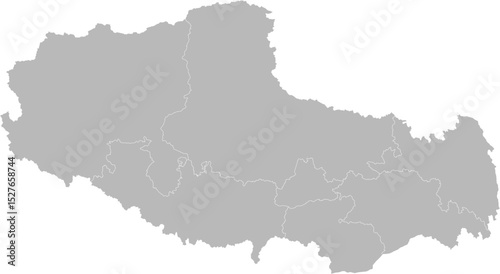 Tibet, China – administrative vector map with city boundaries (Web Mercator projection, PPT-compatible & fully editable)
