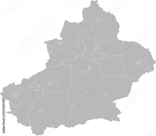 Xinjiang, China – administrative vector map with city boundaries (Web Mercator projection, PPT-compatible & fully editable)