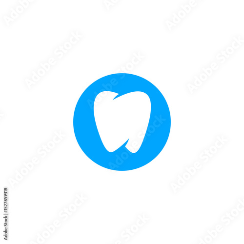 Stylized Tooth Icon Encased in a Vibrant Blue Circle, Dental Health Symbol