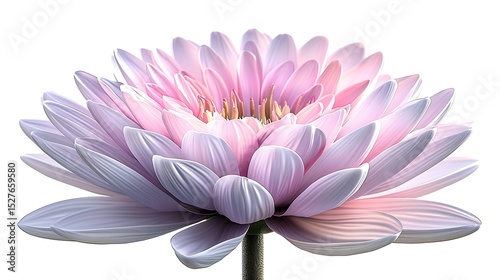 Delicate Pink Water Lily Blossom Isolated on White Background Close Up Botanical