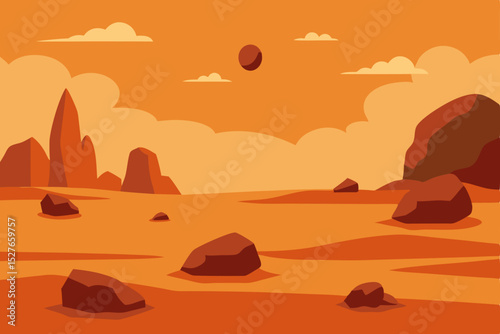 Alien Planet Landscape Martian Desert Illustration