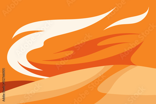 Fiery Desert Sands Abstract Flame Design in Orange and White