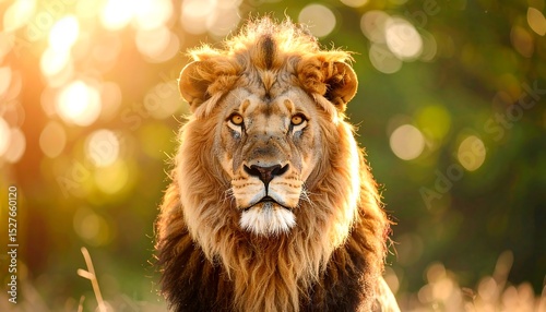Majestic Male Lion Portrait in Golden Light