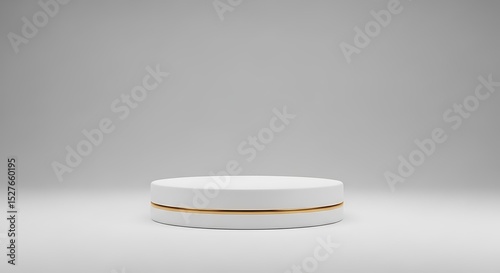 Elegant White and Gold Cylindrical Display Stand Perfect for Product Showcases and Branding