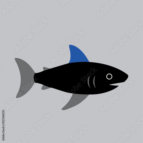 Cute vector shark with big eyes, simple design, great for kids' projects and decor.