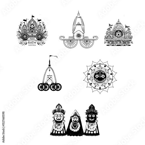 A set of Rath Jatra  vector