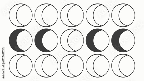 Lunar Phases: Complete Cycle Graphic Design Element