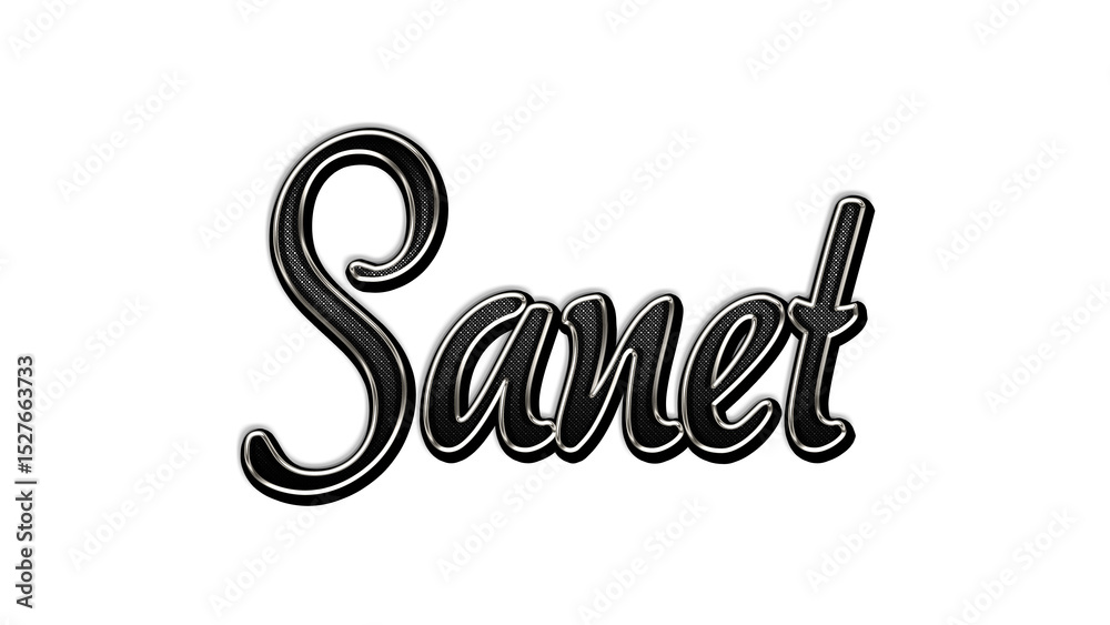 black metal 3d design of name Sanet on white background. black metal 3d design of name Sanet on white background.