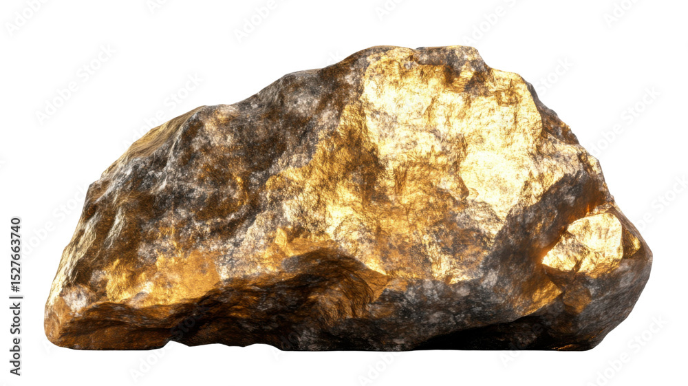 Obraz premium Natural raw gold nuggets and rocks isolated on white background