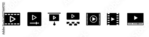 Cinema icon vector set. Play illustration sign collection. Watch online symbol. Movies web icons. Cinema symbols for web and mobile app.