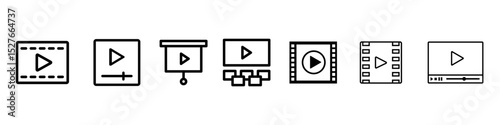 Cinema icon vector set. Play illustration sign collection. Watch online symbol. Movies web icons. Cinema symbols for web and mobile app.