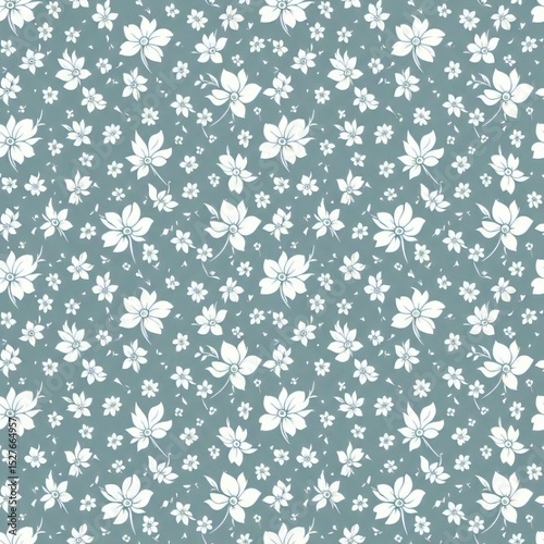 Delicate Floral Pattern on a Dusty Teal Background