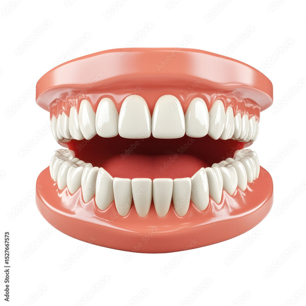 Obraz premium Realistic dental model showcases human teeth and gums, educational tool in dental hygiene practices
