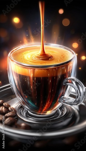 Pouring cream of delicious coffee espresso illustration