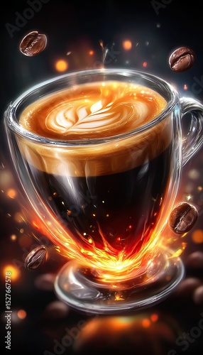 flying delicious coffee espresso illustration