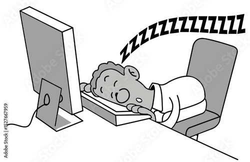 Tired office worker sleeping at desk