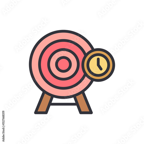 Target Time Management Cartoonish Depiction For Success And Efficiency