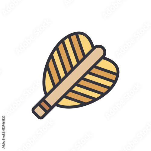 Stylized Quill Pen Illustration With Distinctive Striped Design Element
