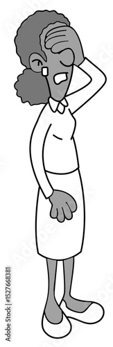 Cartoon character hiding eyes in despair