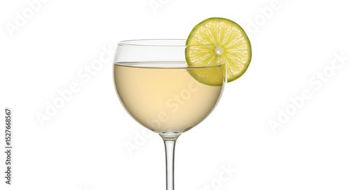 Isolated Glass of Wine with Lime