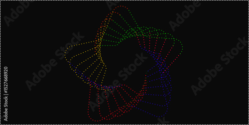 Modern abstract background. Halftone dots in circle form. Spiral logo, icon or design element. Black dots on a white background and white dots on the black side.