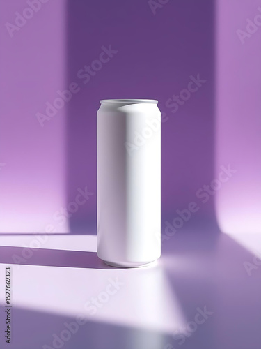 white Canned drinks packaging on purple background 
