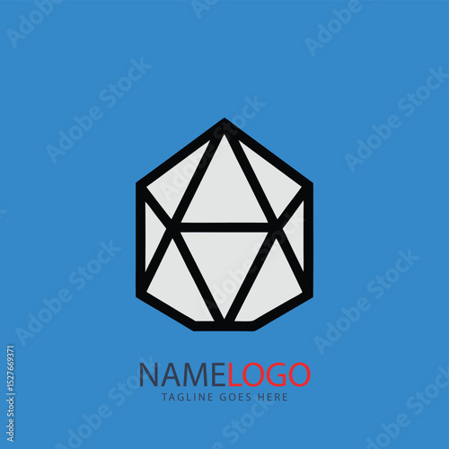 Geometric Polygon Design: A visually captivating geometric design against a striking blue backdrop. A modern and clean aesthetic is presented, making it an ideal choice for branding, logos.