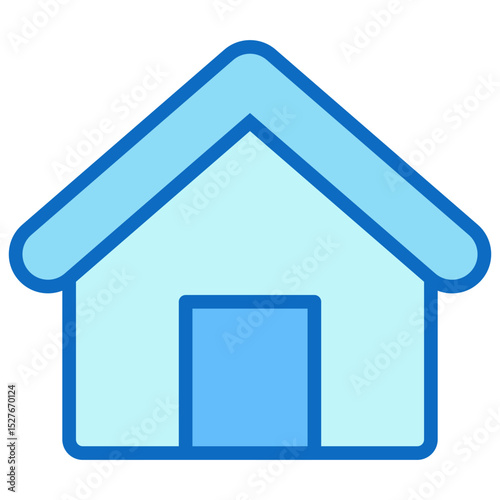Home Address - Blue Fill Outline icon - Simple house outline, representing residential contact address or home-based communication