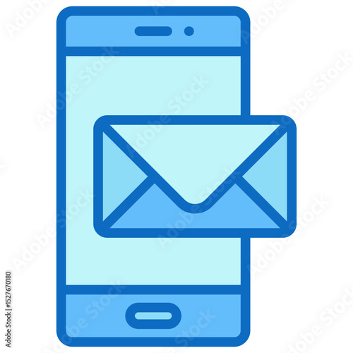 Mobile Mail - Blue Fill Outline icon - Smartphone with envelope on screen, representing email through mobile devices