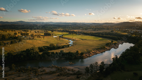 Fotografija Aerial Drone View Over Beechwood, Rural Landscape in New South Wales, Australia
