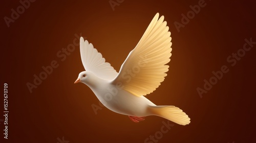 Graceful White Dove in Flight Against Warm Background