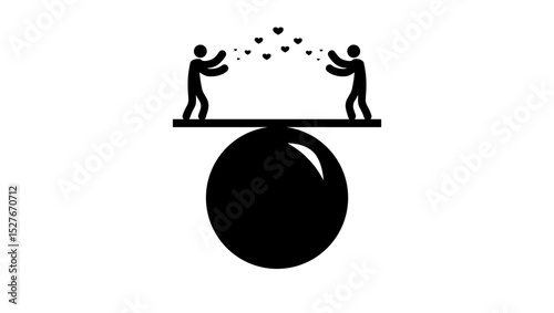 interdependence symbol, black isolated silhouette