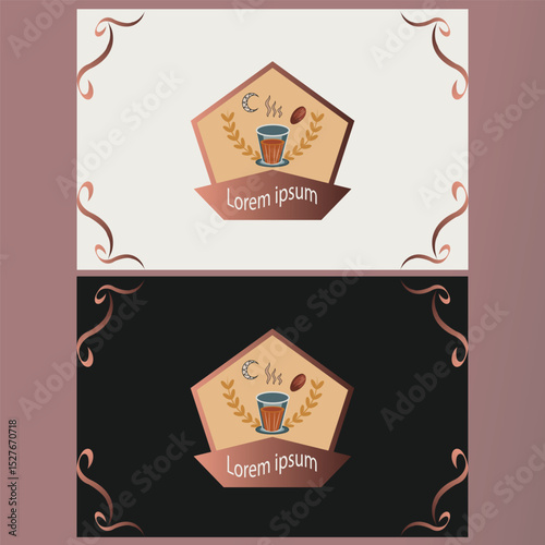 Ornamental Tea Label Frame Design - Light And Dark Theme Variants Background For Web And Social Media.
