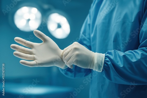 Surgical Hand Preparing for Operation, Gloves On, Ready for Patient, Symbolizing Healthcare, Medicine, and Surgical Excellence.