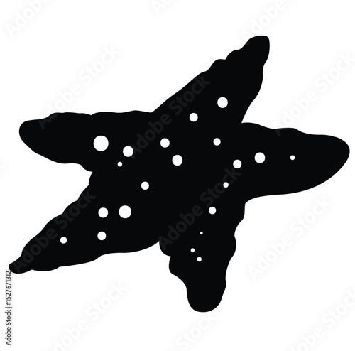 Cute cartoon hand drawn vector star fish silhouette.