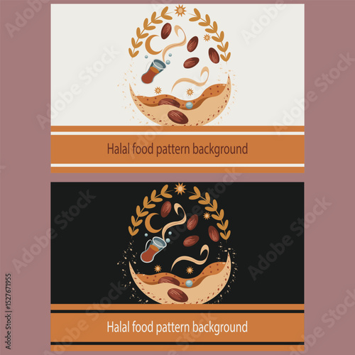Ornamental Tea Label Frame Design - Light And Dark Theme Variants Background For Web And Social Media.