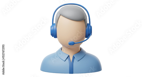 Isolated Customer Support Avatar with Headset