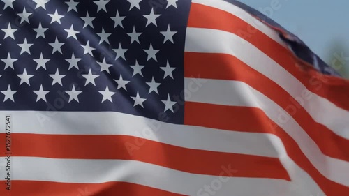 american flag on blue sky