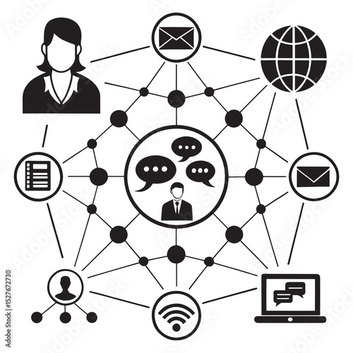 people social network connection set in white backraund