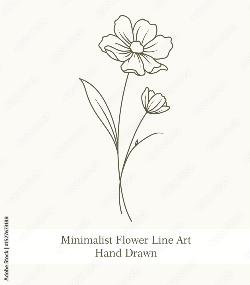 Naklejka premium Minimalist Line Art Daffodil Flower