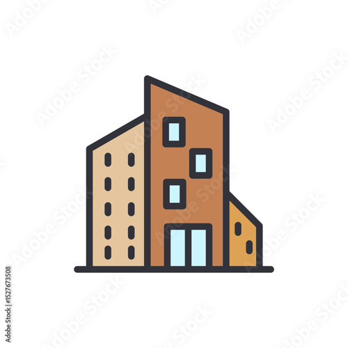 Iconic Representation Of Modern Multi Story Residential Building Facade