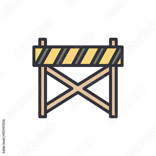 Isolated Cartoon Roadblock Illustration For Construction Site Hazard Awareness