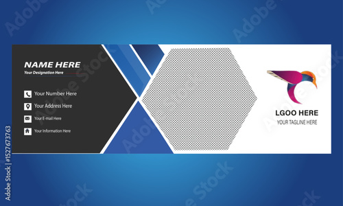 Corporate Email signature template or Creative Modern Abstract Corporate Blue and red Business E-mail Singneture Design With Multiple Collor Veriations