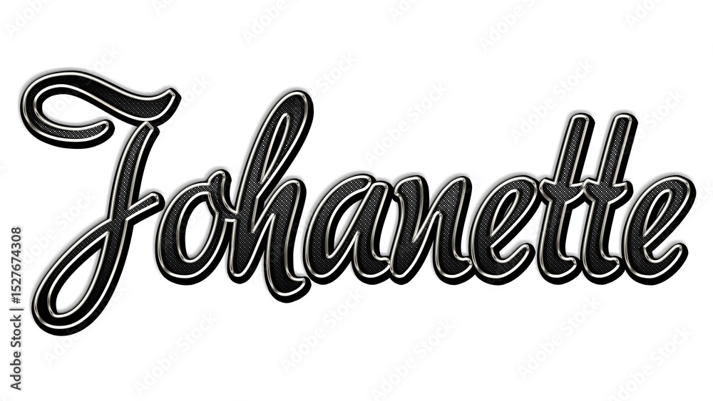 black metal 3d design of name Johanette on white background. black metal 3d design of name Johanette on white background.