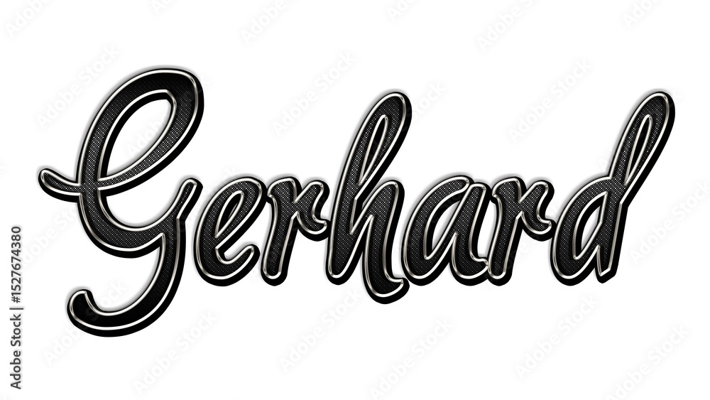 black metal 3d design of name Gerhard on white background. black metal 3d design of name Gerhard on white background.