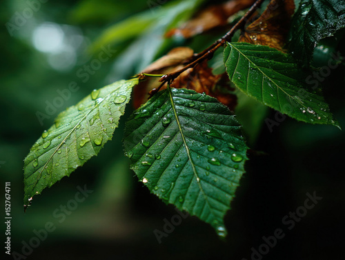 Close-up of hazelnut leaves...