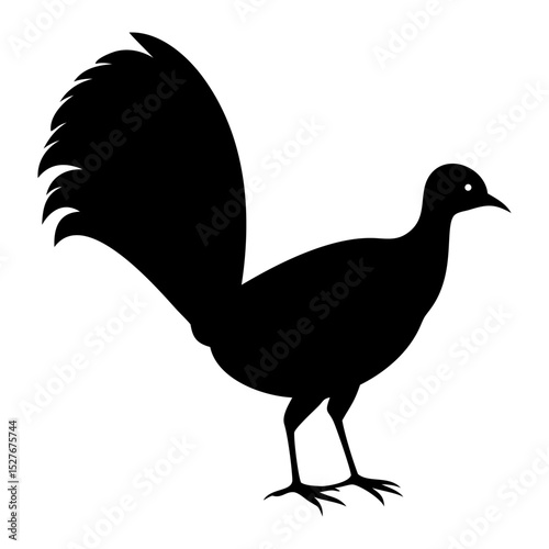 A  bird standing full black silhouette vector illustration design