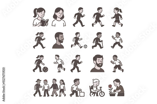 black vector icons of people having fun