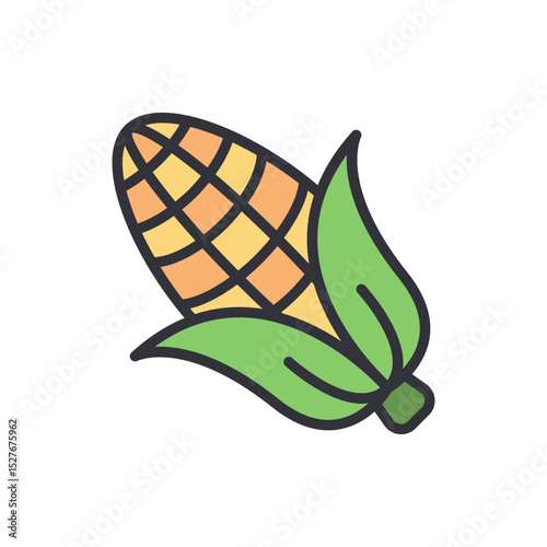 Isolated Fresh Corn With Husk Vector Graphic On Transparent Backdrop